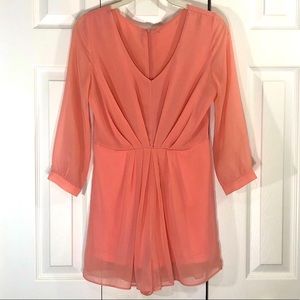Papaya Peach Colored V-neck Romper